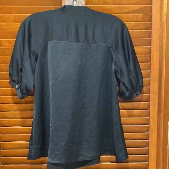 Theory black tie front blouse - Picture 8 of 10